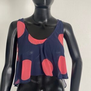 Navy/Coral Sheer Tank Top